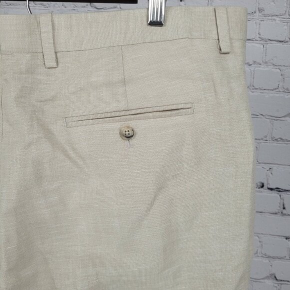 NWT Perry Ellis Beige Linen Blend Regular Fit Lightweight Straight Pants 36x32 - Picture 12 of 15